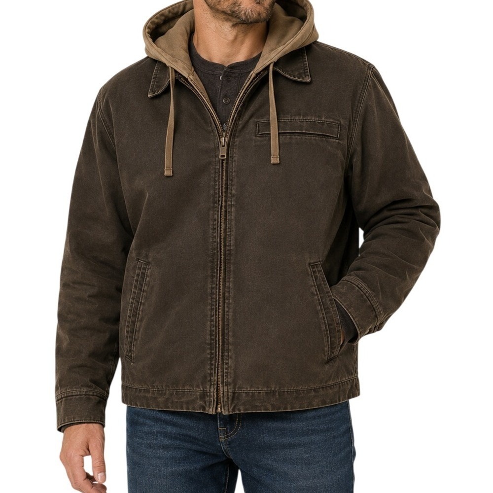 Legendary Whitetails Brown Canvas Hooded Utility Jacket Men's Large